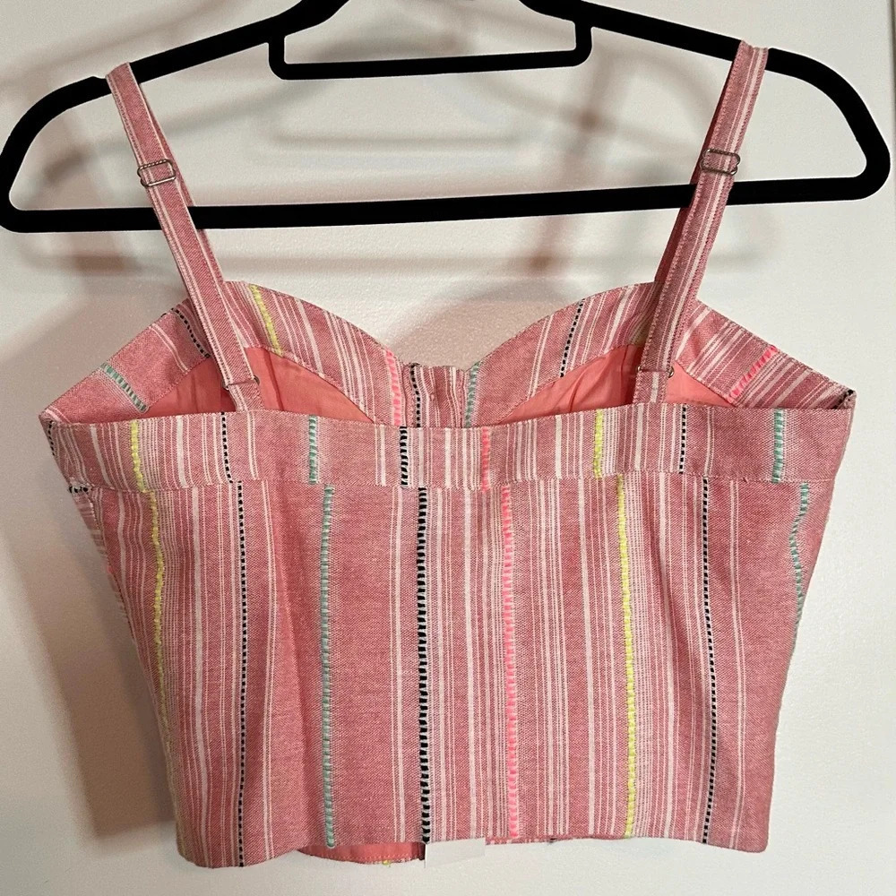 NWT Parker Katarina Pink Striped Button Front Crop Top Size XS - Picture 5 of 12
